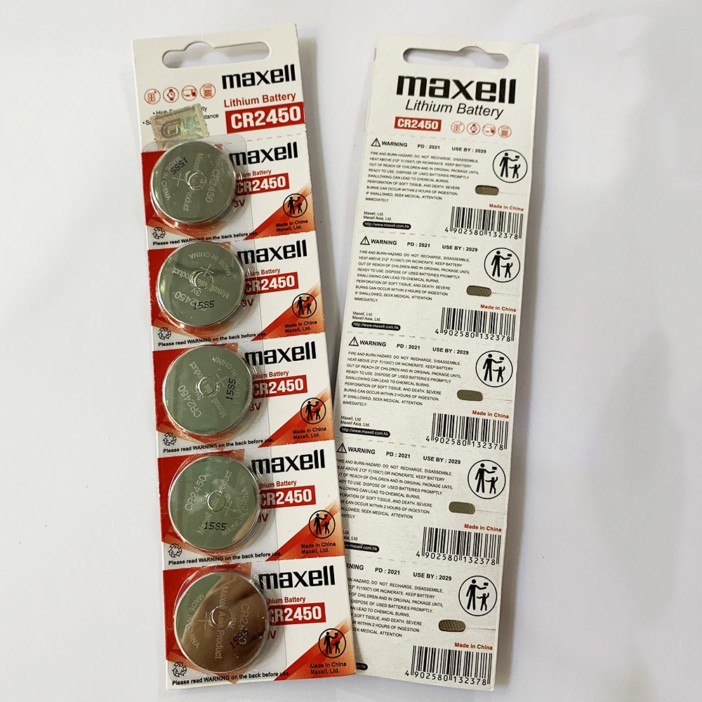 Pin nút CR2450 3V Lithium Maxell 2450 Chính Hãng dùng cho khoá Smarkey, thiết bị nuôi nguồn, điều khiển xe