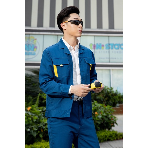 Quần áo bảo hộ lao động cao cấp màu xanh