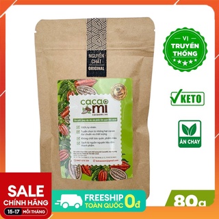 Bột cacao 100% nguyên chất không đường - Thức uống sô cô la chuẩn ăn kiêng giảm cân Keto CACAOMI Original 80g