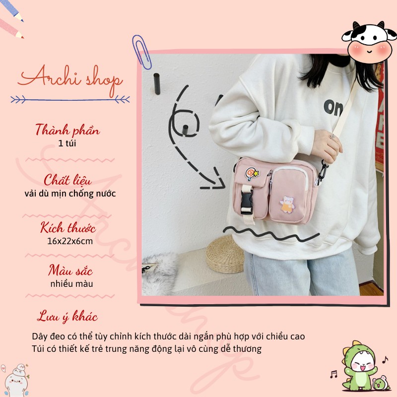 Túi đeo chéo canvas ulzzang kẹo mút