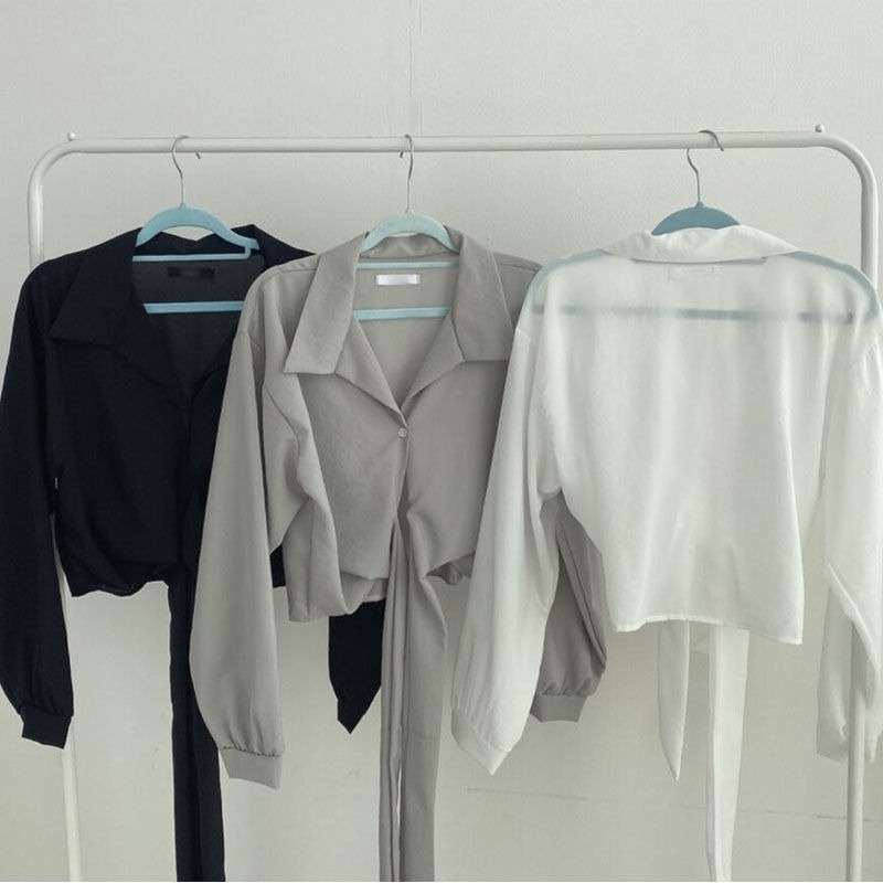 Áo Sơ Mi Tay Dài Cổ Chữ V Đan Chéo Thời Trang Mùa Xuân Cho Nữ Size Lớn