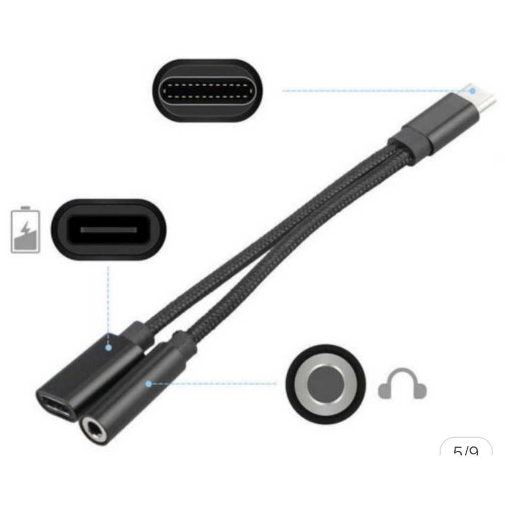 Cáp chuyển USB Type-C sang 3.5mm 2 trong 1 tiện dụng