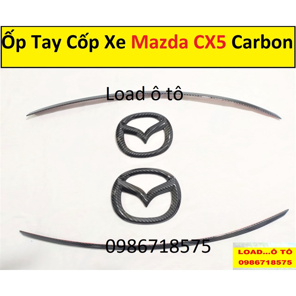 Ốp Viền Tay Mở Cốp Sau, Logo Xe Mazda CX5 2022-2018 Mẫu Carbon Cao Cấp Nhất Thị Trường