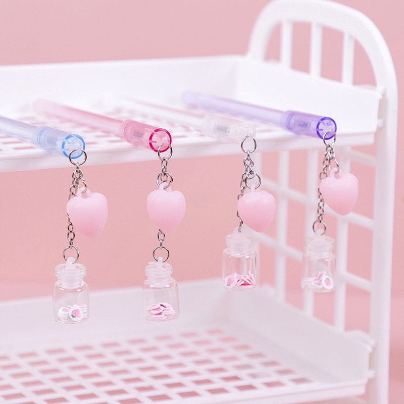 Bút gel nước mực đen có tag nhũ nhiều hình cute dễ thương 0.38mm