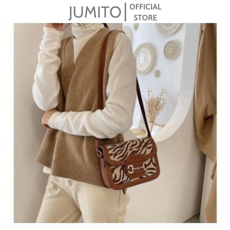 Túi xách nữ đeo chéo kẹp nách GC phối màu hàng Quảng Châu form túi cứng trend 2022 JUMITO SF534