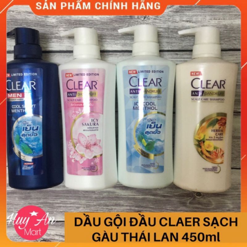 Dầu gội Clear Men Clear Bạc Hà Thái Lan mẫu mới 450ml 480ml