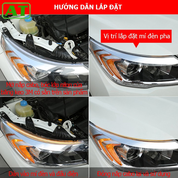 Bộ 2 Led Dây Đèn Mí Ô Tô Tích Hợp Xi Nhan Đuổi Silicon Chống Nước - Bình An Auto