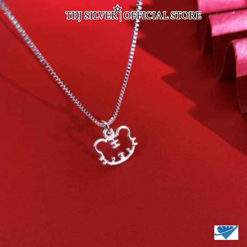 Dây chuyền nữ bạc ta THJ - Dây chuyền nữ mix charm hổ nhỏ xinh , nhẹ nhàng chuẩn bạc ta