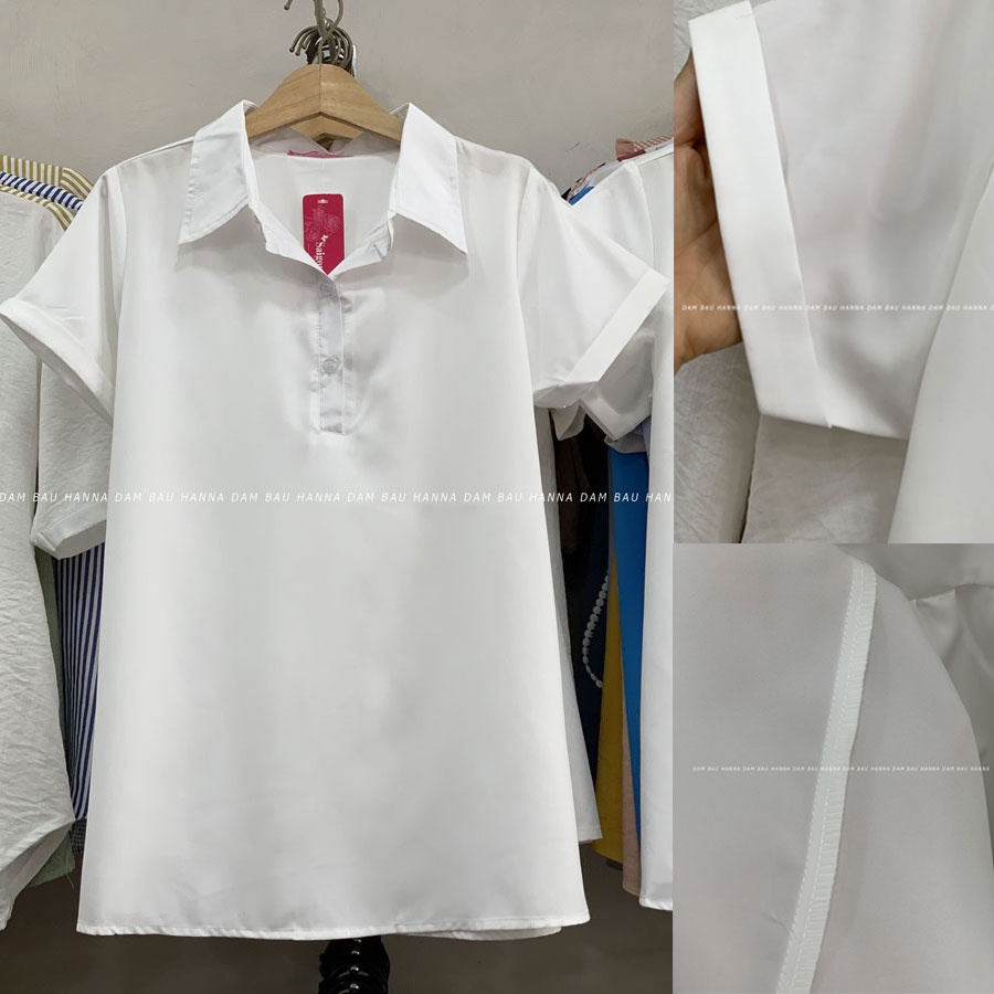 [SIZE 40-80KG] Áo bầu sơ mi màu trắng công sở lịch sự vải lụa mềm mát giá rẻ tphcm kiểu dáng dễ thương fom A gọn gàng
