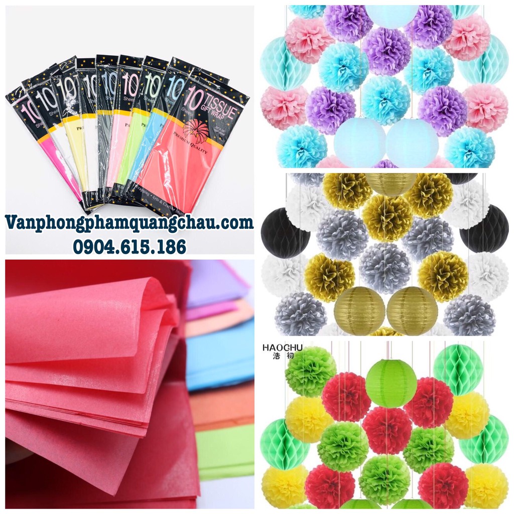 Giấy làm hoa cầu - Tissue paper (Số lượng 10 tờ - 1 màu) - Đọc kỹ mô tả sản phẩm