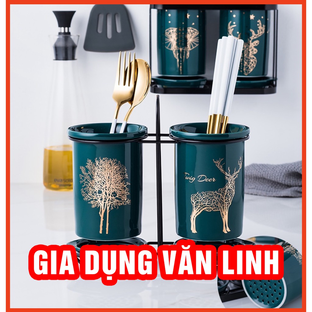 Ống cắm đũa sứ xanh cao cấp