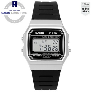 Đồng Hồ Nam Nữ Casio F-91WM-7ADF Chính Hãng - Dây Nhựa Đen - Viền Mặt Màu Bạc - Tuổi