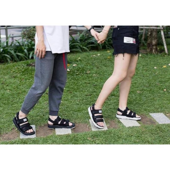 [VENTO Vietnam] Sandal Vento Nam Nữ Unisex H1001 F7 Black White Đế Bánh Mì [Đế IP cao 3cm] -b11