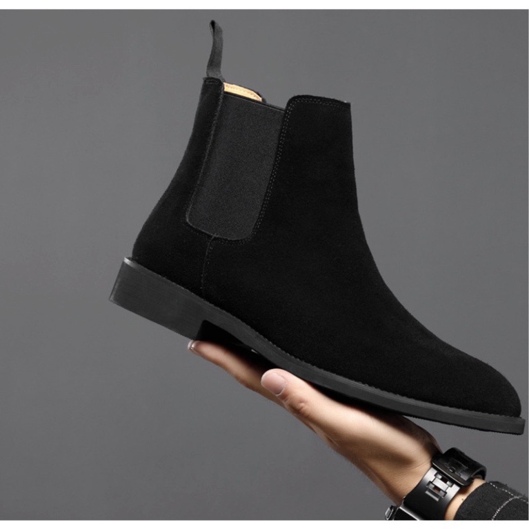 Chelsea boots Nam da lộn màu đen tăng chiều cao