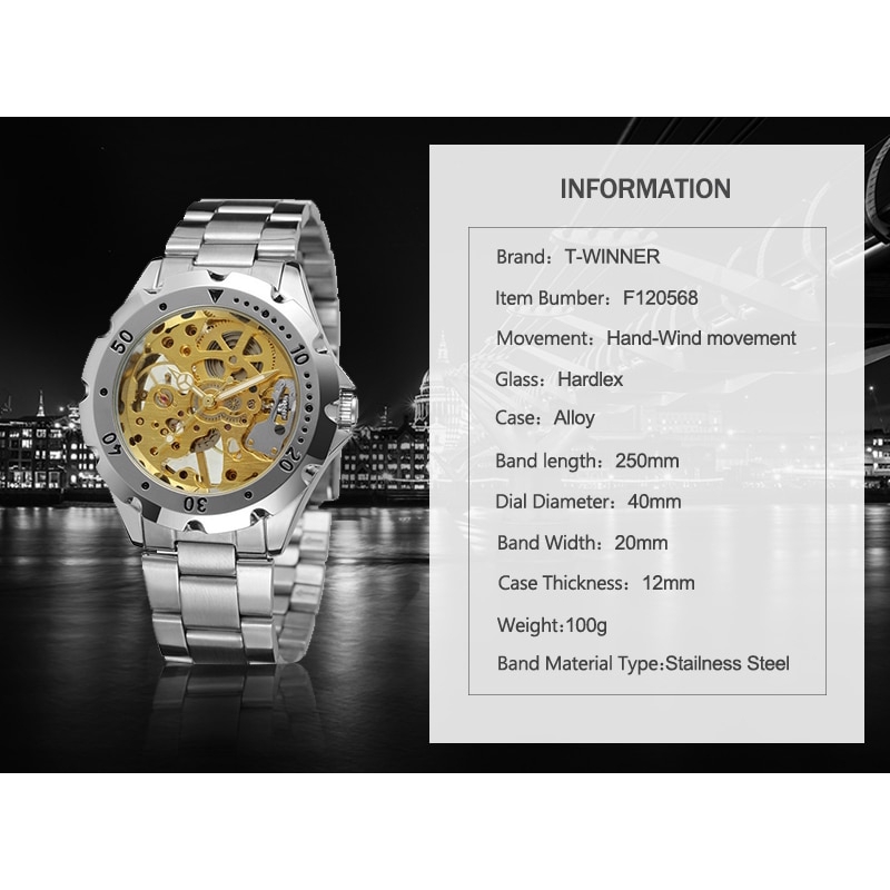 Đồng hồ đeo tay cơ FORSINING thép không gỉ chống thấm nước phong cách độc đáo thời trang cho nam