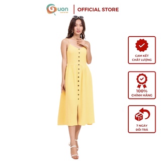 Đầm 2 dây nữ dạng suông vải đũi thoáng mát Hạ Vân - GUON