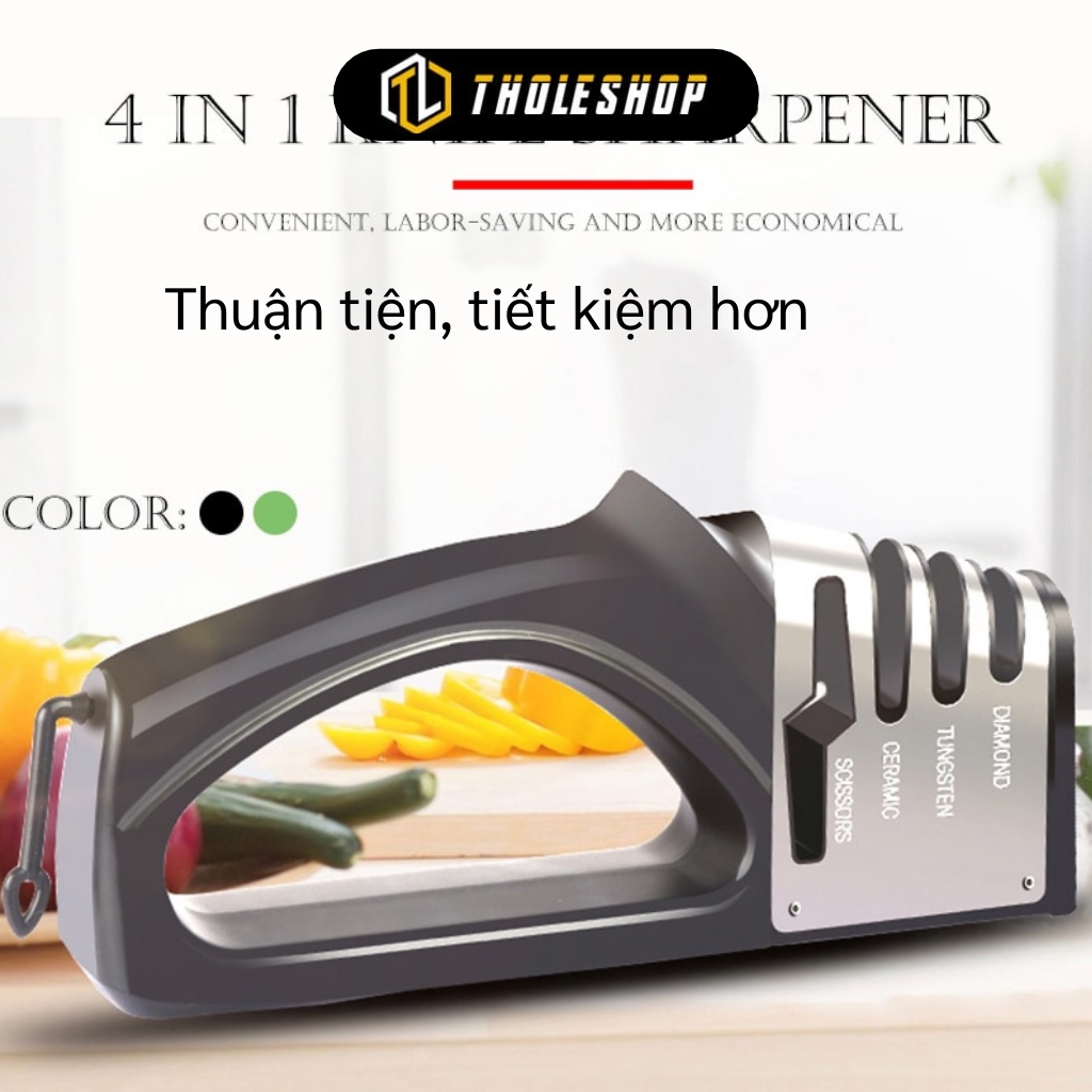 Dụng Cụ Mài Dao Kéo - Đồ Mài Dao 4in1 Bằng Thép Không Gỉ 23cm Có Tay Cầm 8208