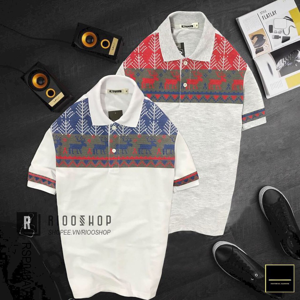 Áo thun nam ngắn tay có cổ họa tiết tuần lộc cực đẹp RSP046 - áo polo nam Riooshop | BigBuy360 - bigbuy360.vn