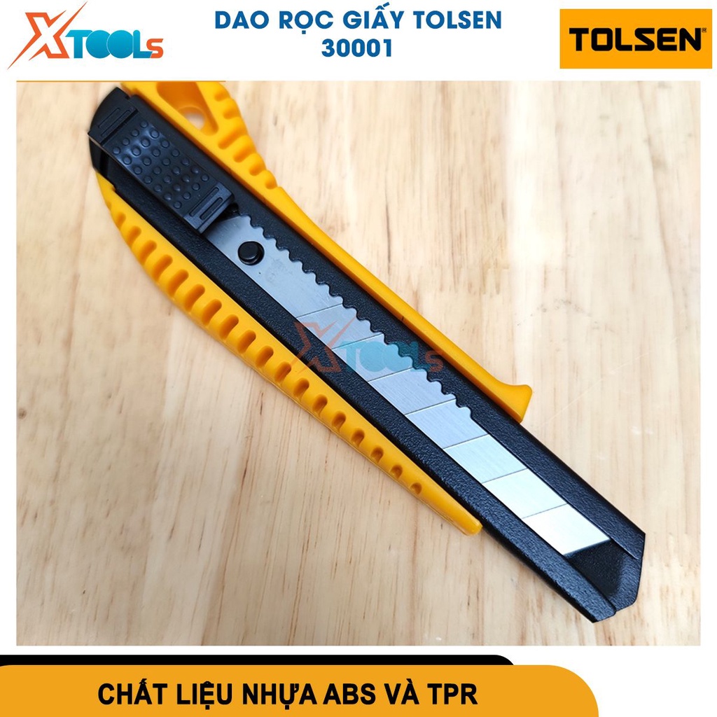 Dao rọc giấy Tolsen 30001 lưỡi thép cao cấp, tay cầm nhựa ABS và TPR thiết kế vừa vặn cầm nắm dễ dàng[CHÍNH HÃNG][XTOOLS