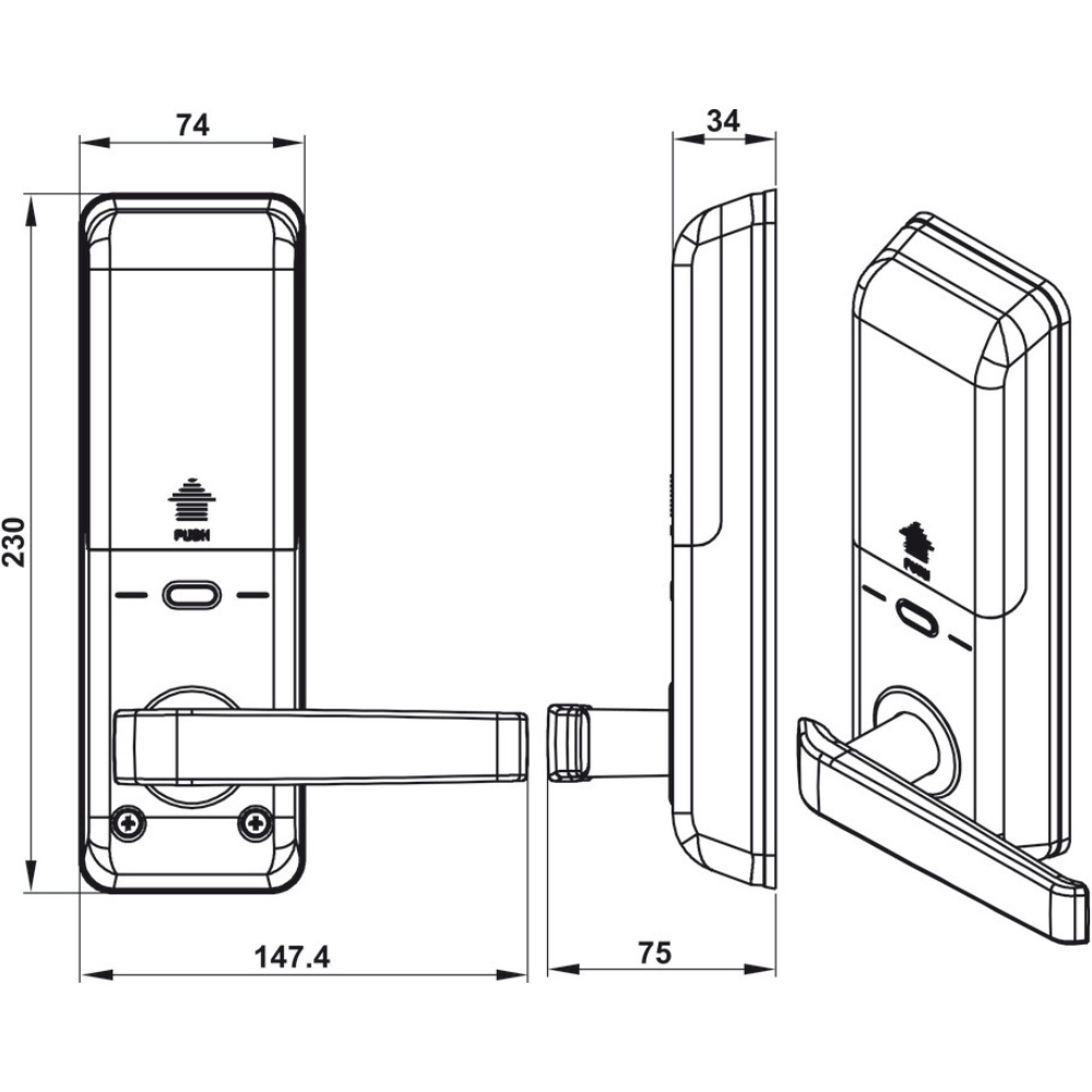 Khóa điện tử Hafele EL7000-TC 912.05.496 Thân khoá lớn - Nhập khẩu nguyên bộ - Bảo hành chính hãng 2 năm