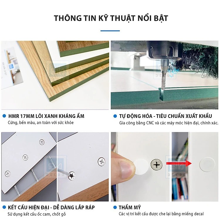 Kệ Gỗ Trang Trí Phòng Khách, Phòng Ngủ Với Thiết Kế Cách Điệu Màu Vân Gỗ Sồi SIB Decor - KT416