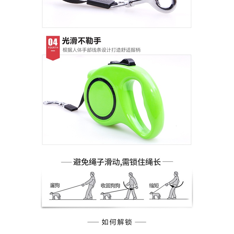 Dây dắt chó mèo đi dạo tự động thu 5m-3m siêu chắc bền an toàn giá rẻ CANDYPETS DD01
