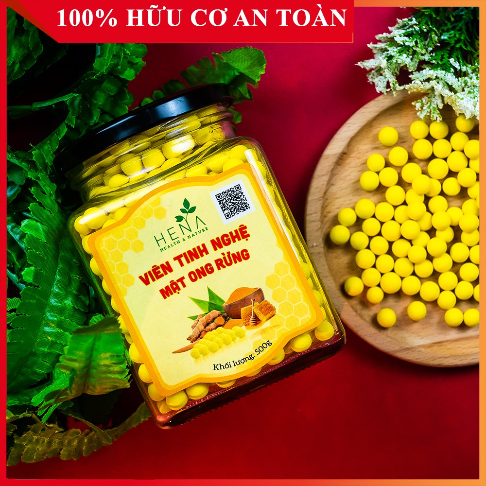 Nghệ Viên Mật Ong Rừng Hena 500G , Viên Nghệ Mật Ong Rừng, Tinh bột nghệ, mầm đậu nành, ngũ cốc giảm cân [Bạn Xem ở Shop
