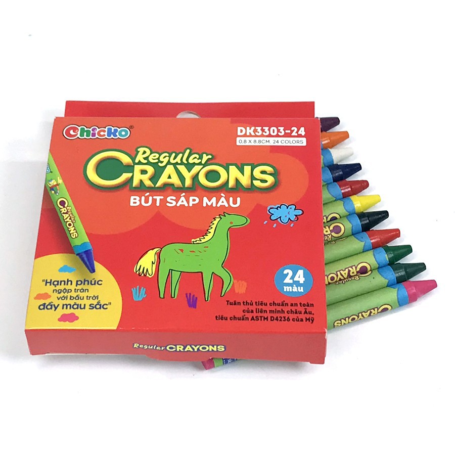 Bút Sáp Màu Duka: Bút Sáp Màu Regular Crayons (24 Màu) DK 3303-24