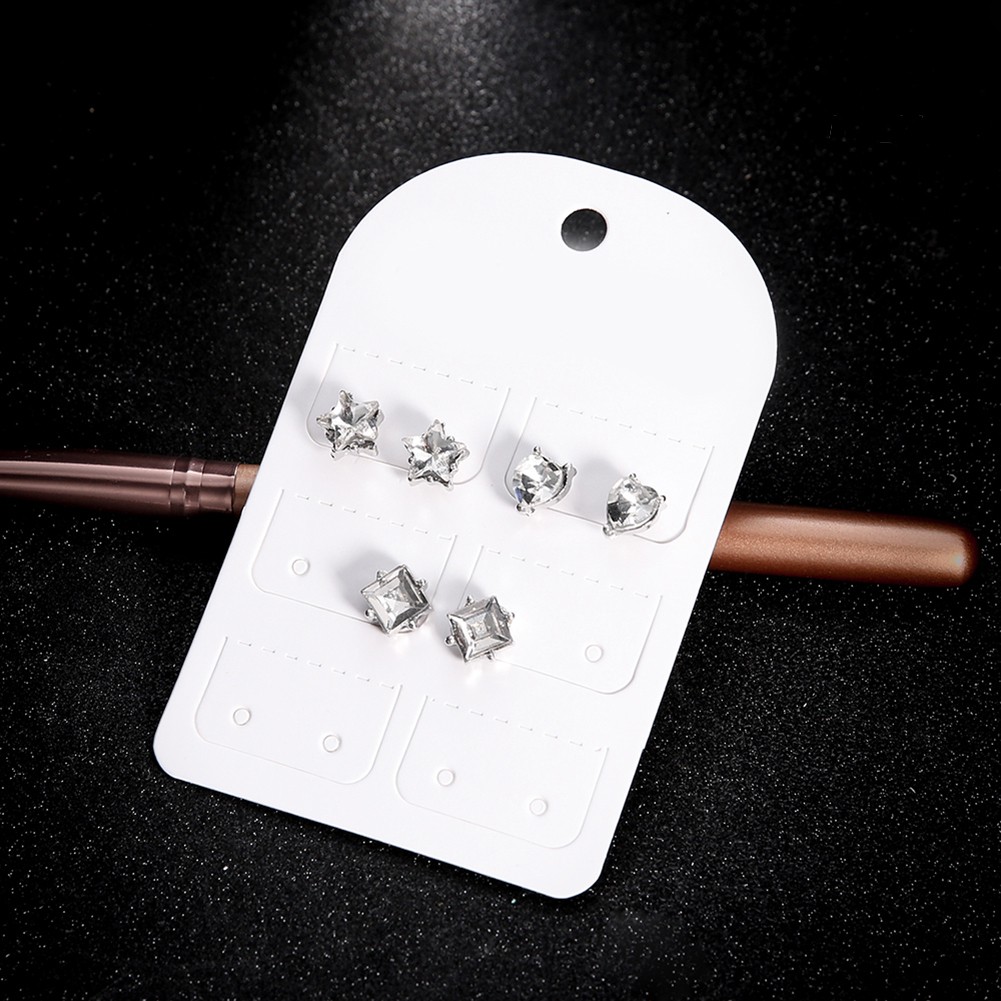 (Hàng Mới Về) Set 3 Đôi Bông Tai Hình Vuông / Ngôi Sao / Trái Tim Đáng Yêu Cho Nữ