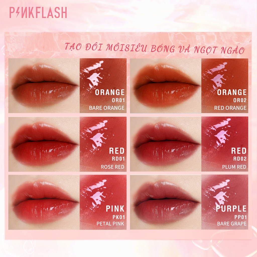 PINKFLASH Son môi Dính nước Son Kem Siêu bóng Tint Dưỡng ẩm Không dính Lâu trôi 30g | BigBuy360 - bigbuy360.vn