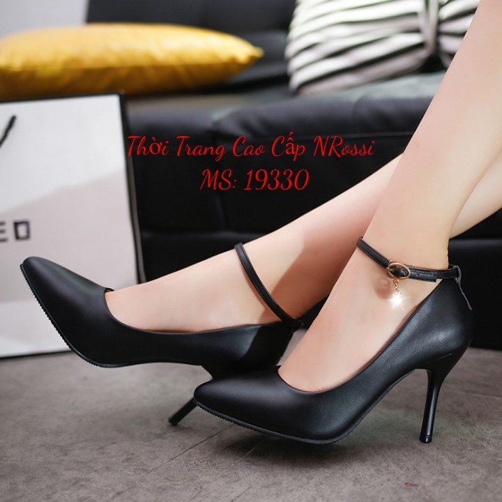 ❤FREESHIP❤ Giày nữ big size ,Giày cao gót công sở có quai cổ size ngoại cỡ 7 phân bít mũi size 40 đến 43 Nrossi