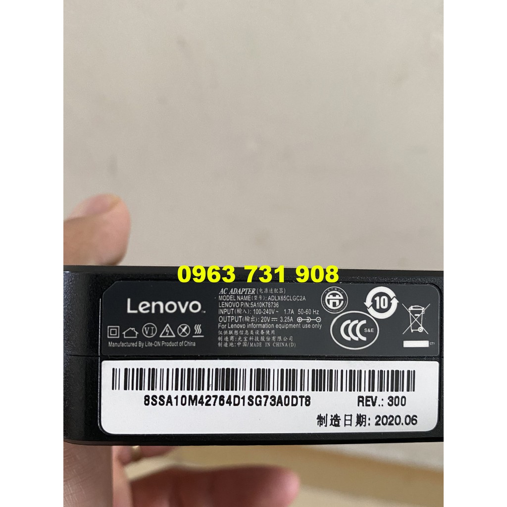 Sạc laptop Lenovo 20V-3.25A chân nhỏ chính hãng