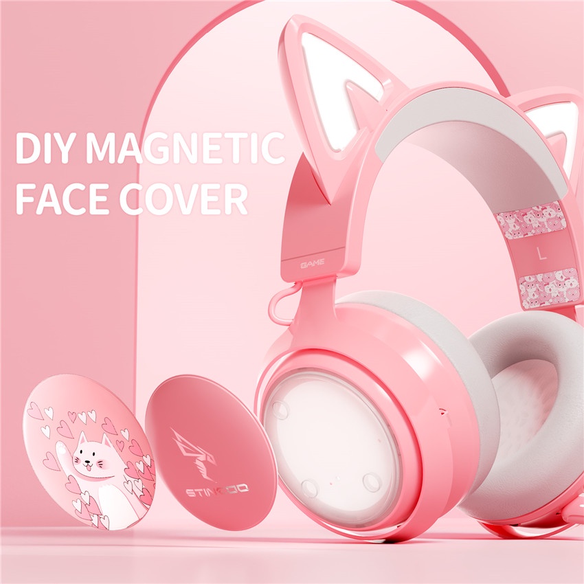 Tai Nghe Chơi Game Có Dây SOMIC GS510 USB + 3.5mm Hình Tai Mèo Có Đèn LED Cho PS4 / Điện Thoại / Laptop