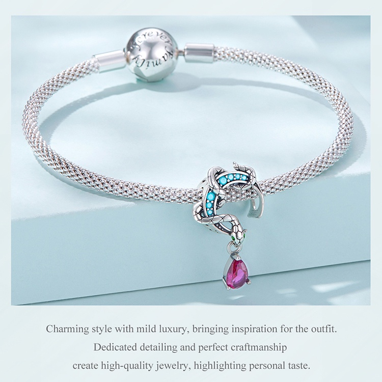 Hạt xâu BAMOER bạc 925 hình rắn tự làm vòng đeo tay