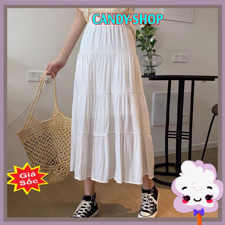 Chân váy dài Ulzzang xếp ly chữ A kiểu Hàn Quốc- Chân váy dài Bigsize qua gối xòe siêu hot .Candy-shop