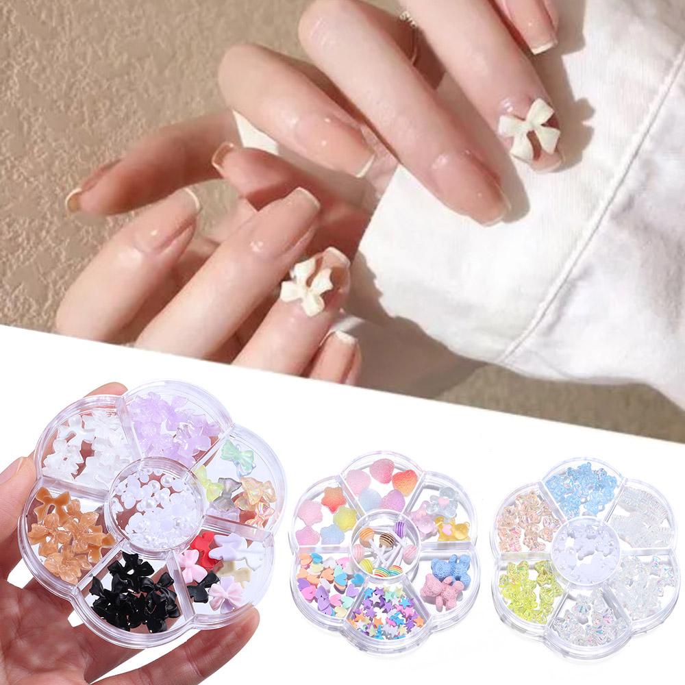 Bộ Hạt Đính Trang Trí Móng Tay Hình Gấu 3D DIY|Ngọc Trai Giả