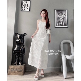 Váy yếm hở lưng, maxi đi biển