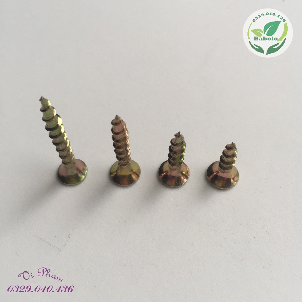 Đinh vít vàng bắn (bắt) trực tiếp vào gỗ, thạch cao đủ kích thước [bịch 100g]