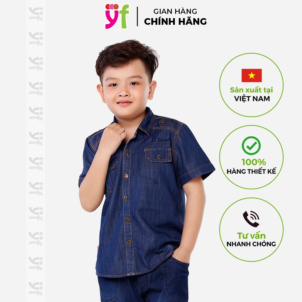 Áo Sơ Mi Jean Cho Bé Trai Thêu YF 8AY539