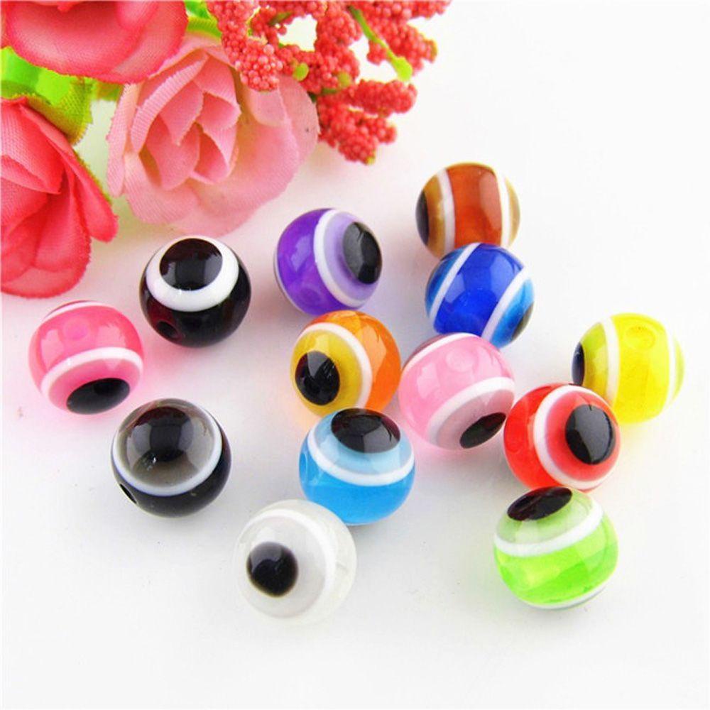 Set 100 Hạt Mắt Quỷ Tròn Bằng Nhựa Resin Làm Trang Sức Thời Trang DIY Cho Nữ