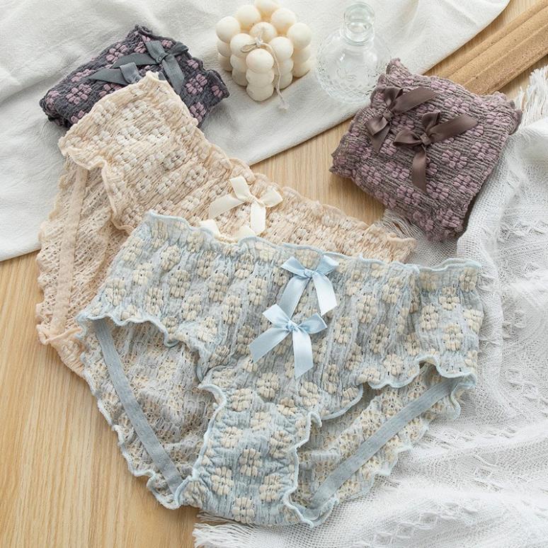 Quần Lót Nữ 4D Ren Nhúm Ngàn Hoa Nơ Xinh Xắn, Kháng Khuẩn Cao Cấp QL18 - LADY