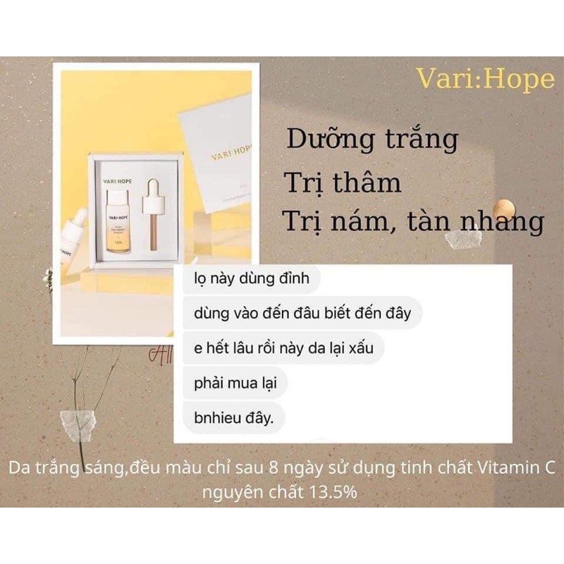 [Mã 44FMCGSALE1 giảm 10% đơn 250K] Serum Dưỡng Trắng 8 Ngày Vari Hope 8 days Pure Vitamin C Ampoule Plus (15ml)