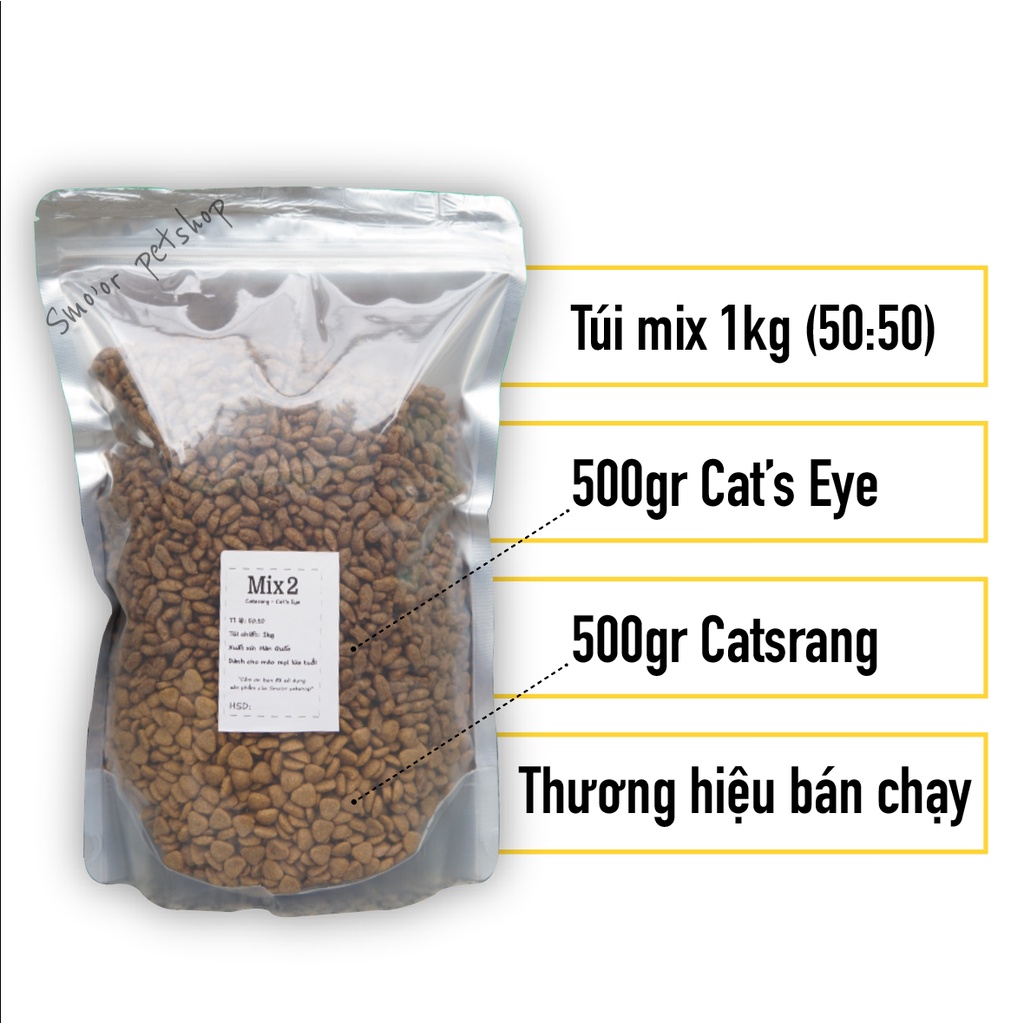 Thức ăn hạt cho mèo 1kg MIX CATSRANG CATSEYE - Túi zip