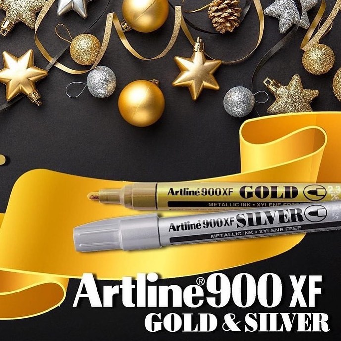 Bút sơn nhũ không phai viết vẽ trên mọi chất liệu Artline EK-900XF - Màu bạc nhũ (Silver)