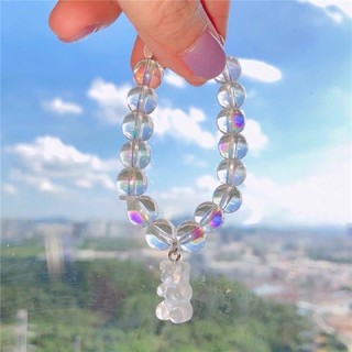 Vòng Tay Pha Lê Trong Suốt Hình Gấu Kiểu Hàn Quốc Đơn Giản