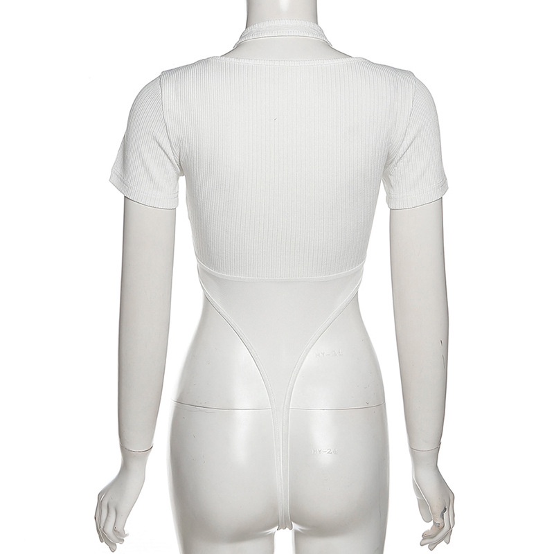 Jumpsuit Tay Ngắn Phối Lưới Thiết Kế Quyến Rũ Cho Nữ