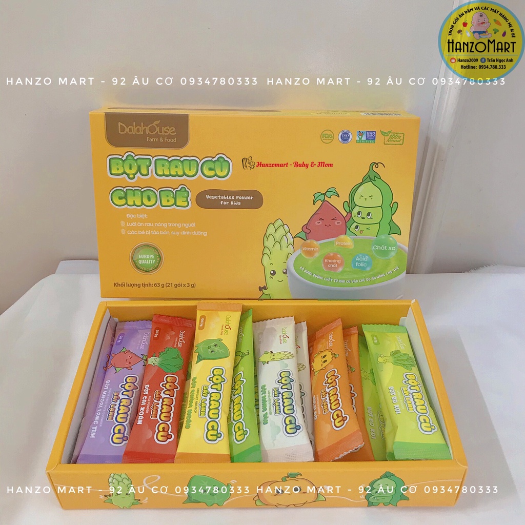 Combo bột rau củ ăn dặm dinh dưỡng sấy lạnh Dalahouse / Dalathouse 7 gói nhỏ