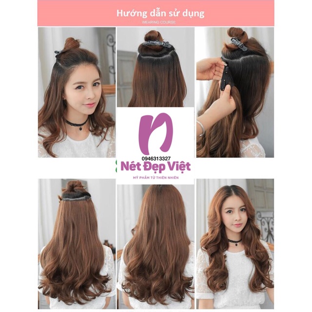 Tóc Giả Kẹp Thả Xoăn Bằng Sợi Tơ Nhân Tạo