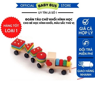 Đồ chơi hình khối - Đoàn tàu thả cọc hình khối gỗ - Đồ chơi thông minh cho bé