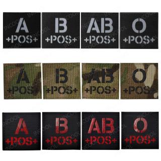 Huy Hiệu Hồng Ngoại Loại Máu Hồng Ngoại IR Patch A B O AB POS CP Miếng Vá Phản Quang Quân Đội Đeo Cánh Tay Cho Ba Lô Áo Khoác